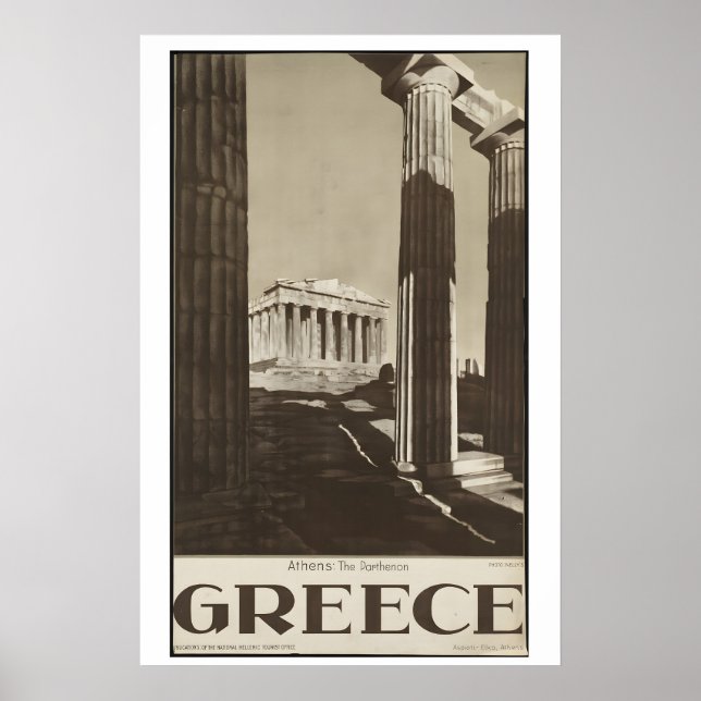 Greece Athens Parthenon Vintage Travel Poster (Frente)