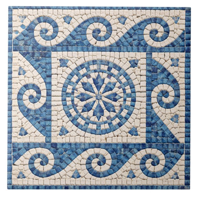 Greek Blue Mosaic – Mediterranean Ceramic Tile (Frente)