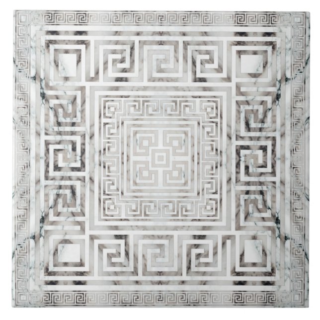 Greek Meander - Greek Key White Marble textures (Frente)