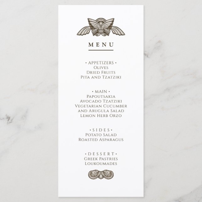 Greek menu party table Sign with stone elements (Frente)
