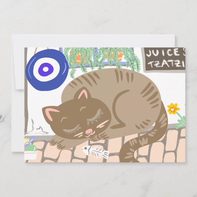 Greek Sleepy Cat Taverna Scenery (Frente)