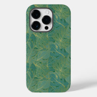 Green and gold palm leaves pattern
