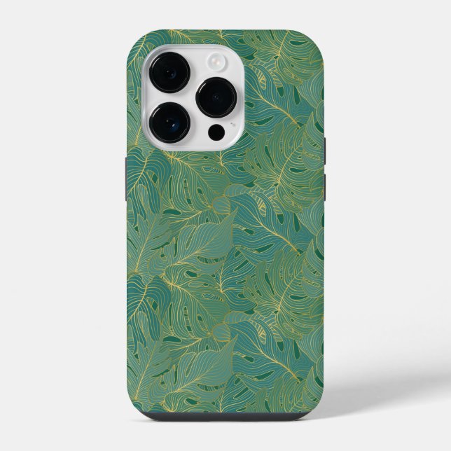Green and gold palm leaves pattern (Verso)