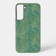 Green and gold palm leaves pattern