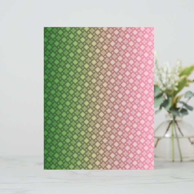 Green and Pink Gradient Geometric Scrapbook paper (Em pé/Frente)