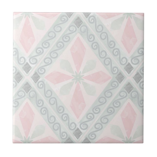 Green and pink pastel diamond pattern (Frente)