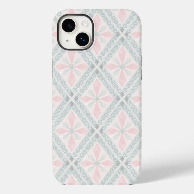 Green and pink pastel diamond pattern (Verso)