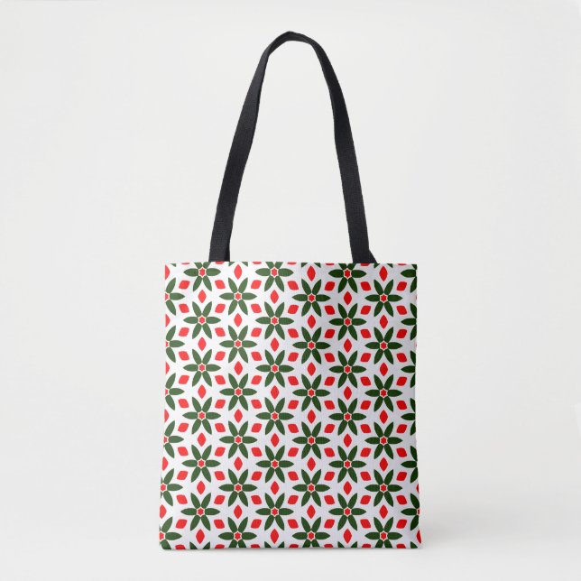 Green and red floral patterned Tote (Frente)