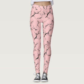 Green and white leggings with tie-dye design