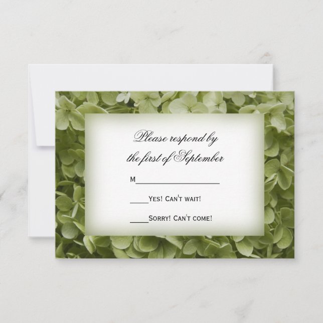 Green Annabelle Hydrangea Floral Wedding RSVP (Frente)