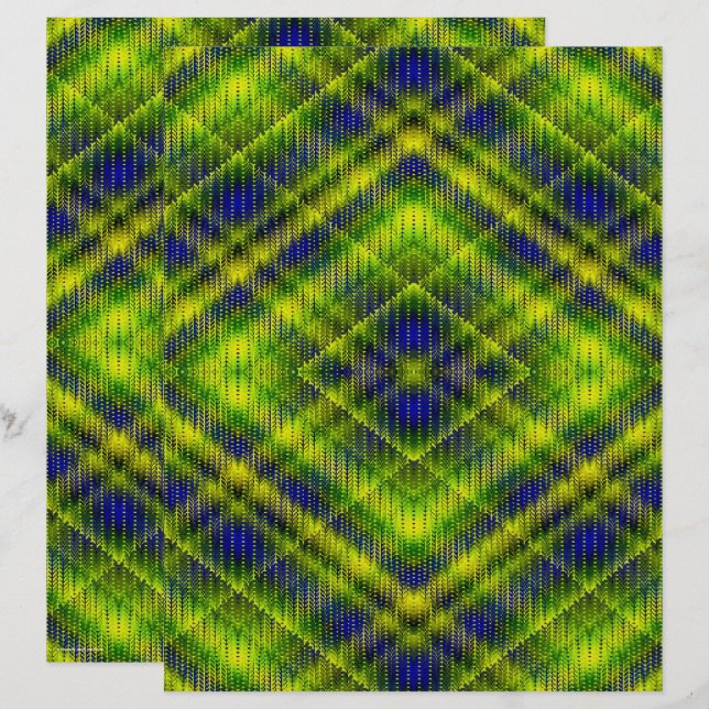 Green Argyle Scrapbook Paper 2-Sided Page (Frente/Verso)