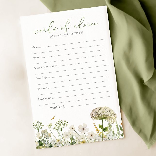 Green Baby In Bloom Wildflower Advice Card (Criador carregado)