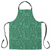 Green batik boho style floral paisley pattern