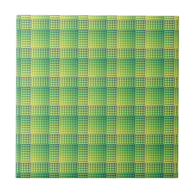 Green Blue Checker Abstract Pattern (Frente)