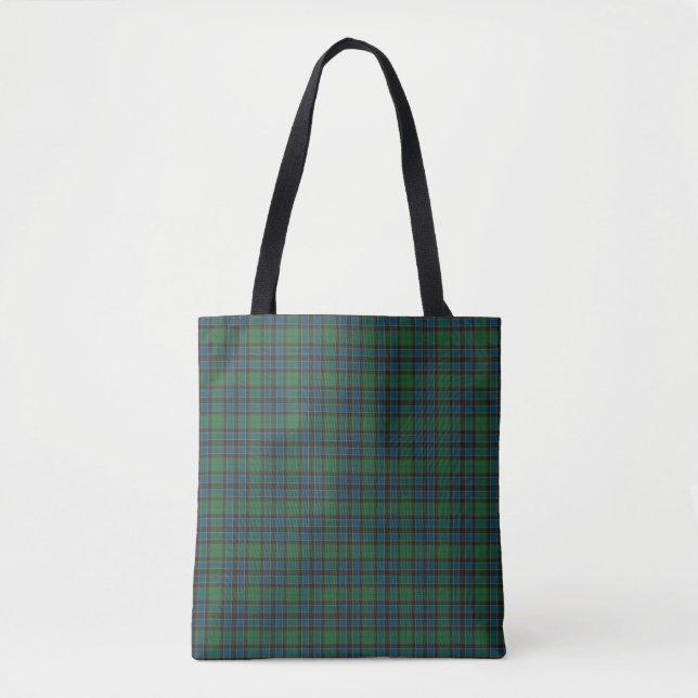 Green Blue Orange Plaid Tartan Tote Bag (Frente)