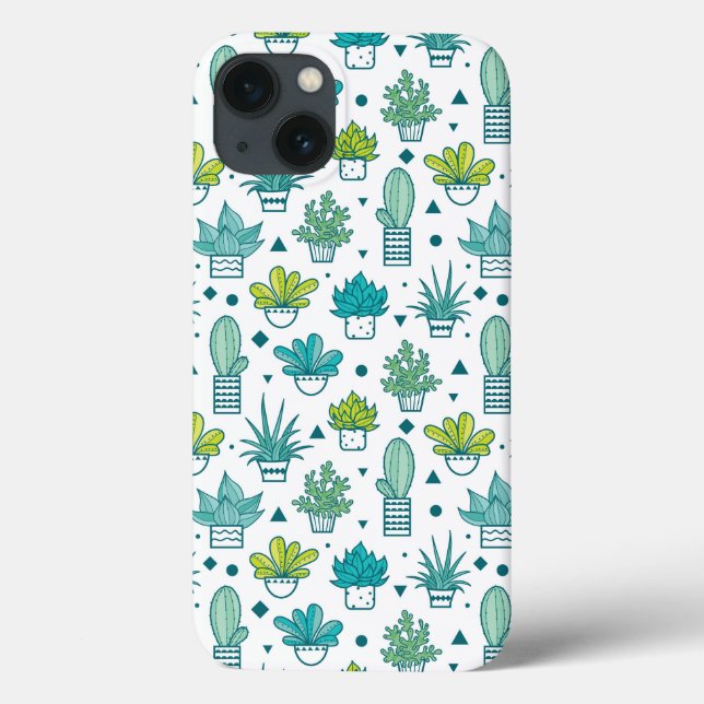 Green & Blue Watercolor Succulent Pattern (Verso)