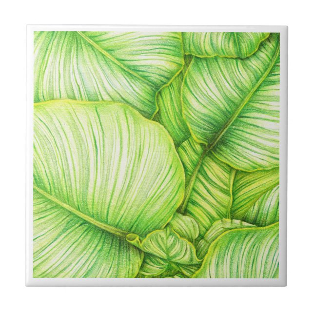 Green Botanical Ceramic Tile (Frente)