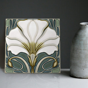 Green Calla Lily Backsplash Repro Art Nouveau