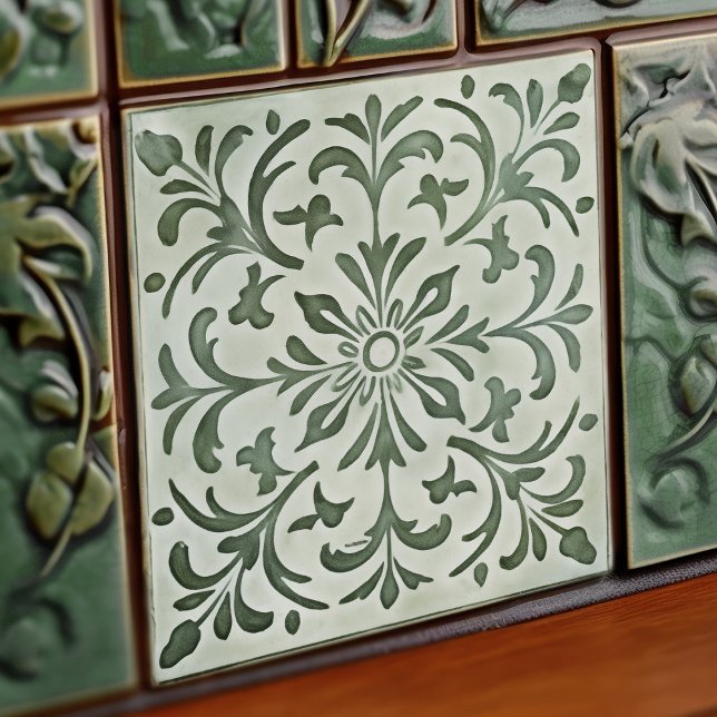Green Calla Lily Backsplash Repro Art Nouveau (Criador carregado)