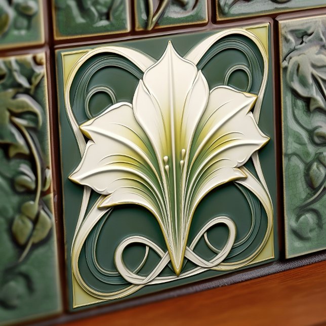 Green Calla Lily Backsplash Repro Art Nouveau (Criador carregado)