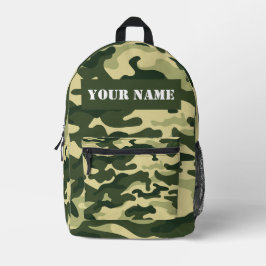 Green Camouflage camo Custom Name Printed Backpack