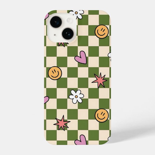 Green Checkerboard Aesthetic Phone Case (Verso)