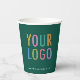 Green Coffee Paper Cups Company Logo Branded 8oz