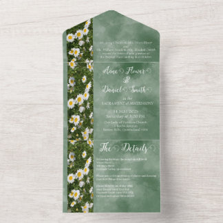 Green Daisy Formal All in One Convite de casamento