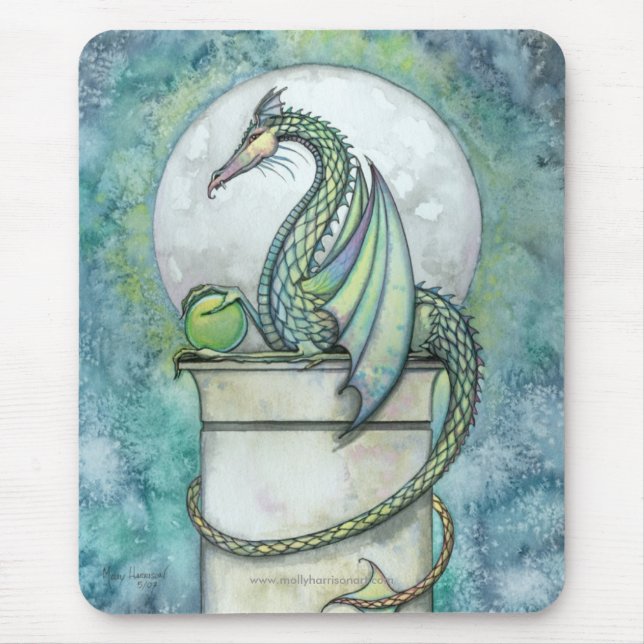 Green Dragon Mousepad de Molly Harrison (Frente)
