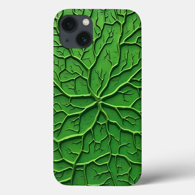 Green Embossed Tree Texture iPhone Case (Verso)
