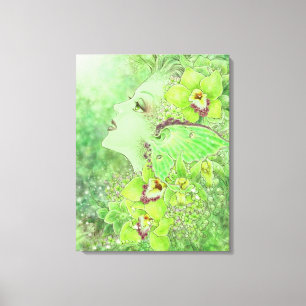 Green Fairy Fantasy Art Canvas