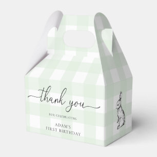 Green Gingham Bunny Birthday Obrigado Caixa de Fav