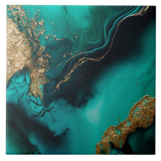 Green Gold Glitter Marbled Agate Ceramic 