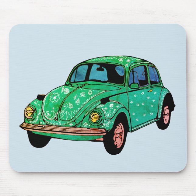 Green Hippie Car Mandala Art Mousepad (Frente)