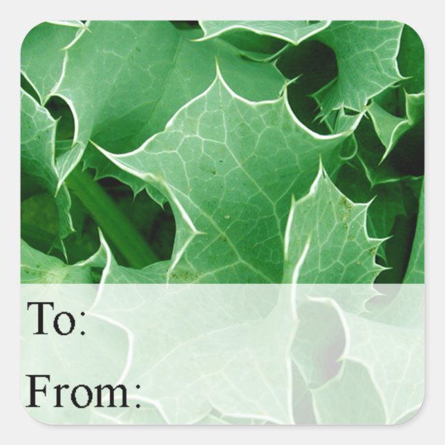 Green Holly deixa a etiqueta do presente de Natal (Frente)