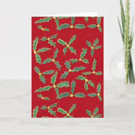 Green Holly Deixa Flores Amarelas Cartões de Natal