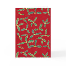 Green Holly Deixa Flores Amarelas Cartões de Natal