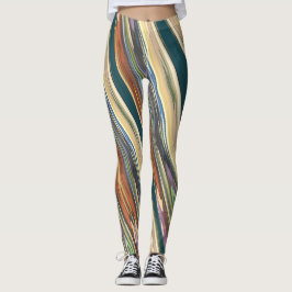 Green Ivory Irregular Stripes Leggings
