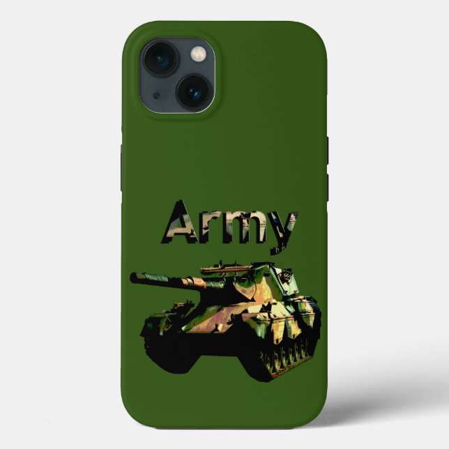Green Khaki Army Tank, iPhone 13 Case (Verso)
