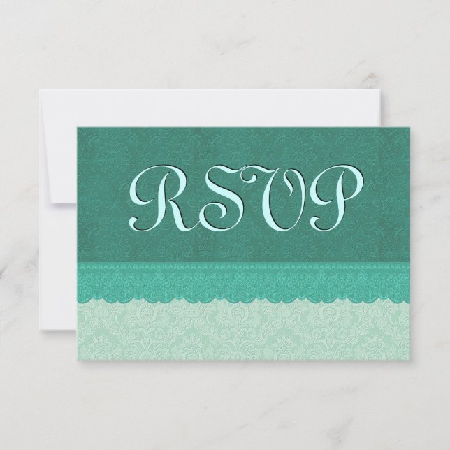 Green Lace Damask RSVP Wedding Ver9 (Frente)