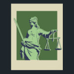 Green Lady Justice Pop Art Poster<br><div class="desc">Verde-claro,  Verde-escuro e Poster-Pop de-arte Lady Justice Marinho</div>