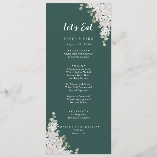 Green Leaf Floral Obrigado e Menu Casamento (Frente)