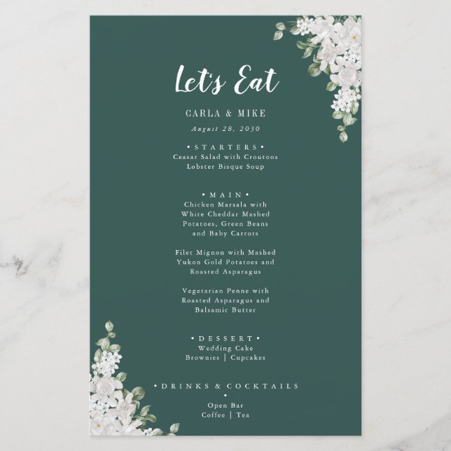 Green Leaf Floral Obrigado e Menu Casamento (Frente)