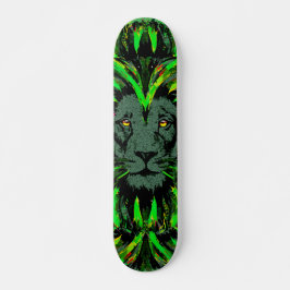 Green Lion Head - Lion Face Skateboard