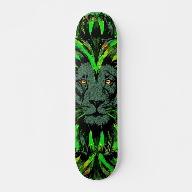 Green Lion Head - Lion Face Skateboard (Frente)