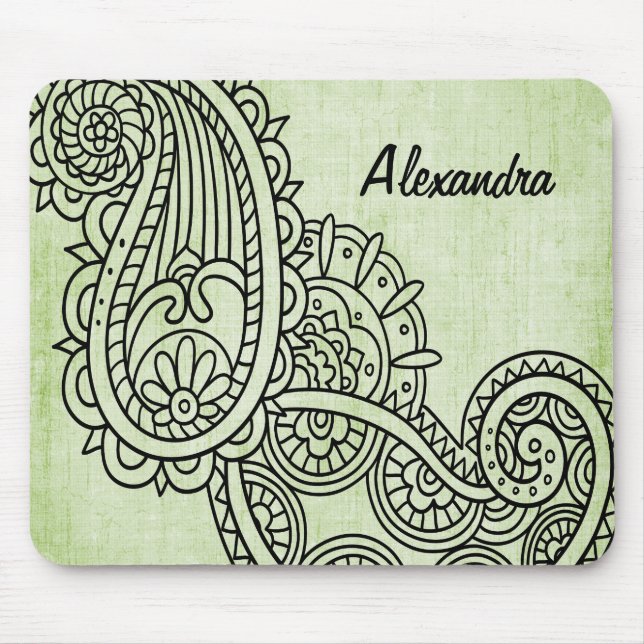 Green Mehndi Motif Mousepad (Frente)