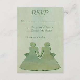Green Mint Rustic Lesbian Weding RSVP