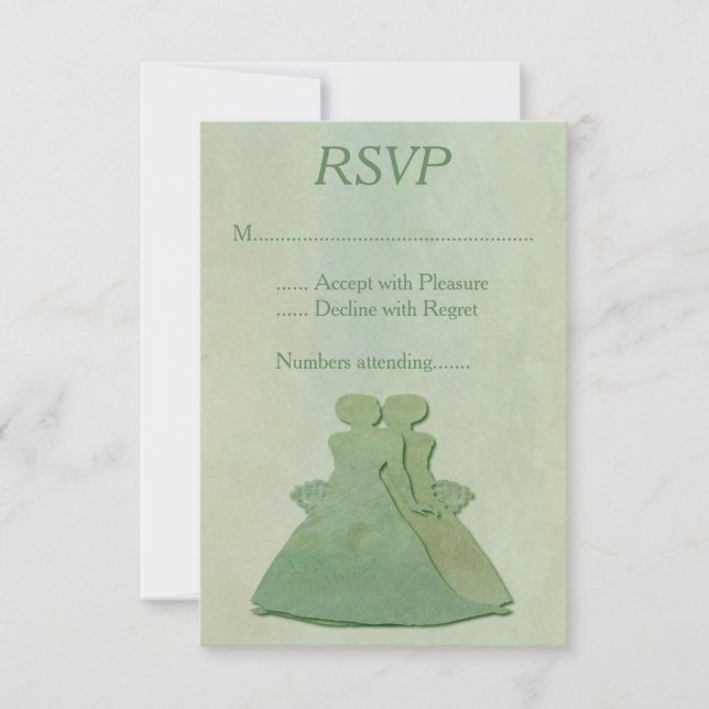 Green Mint Rustic Lesbian Weding RSVP (Frente)