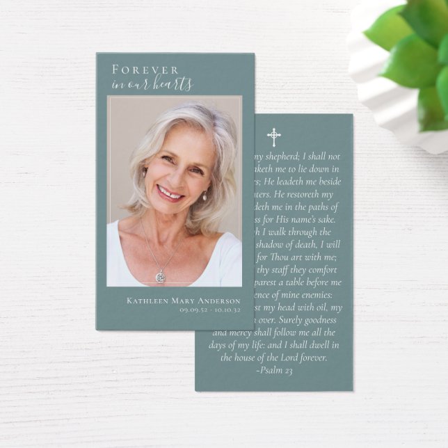 Green Photo Memorial Prayer Card (Mesa)