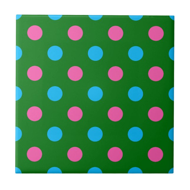 Green Pink Blue Polka Dot Pattern (Frente)